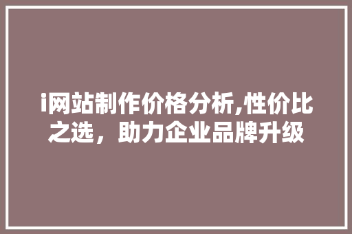 i网站制作价格分析,性价比之选，助力企业品牌升级 i网站制作价格分析,性价比之选，助力企业品牌升级 百度SEO