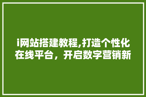 i网站搭建教程,打造个性化在线平台，开启数字营销新篇章