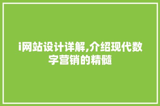 i网站设计详解,介绍现代数字营销的精髓
