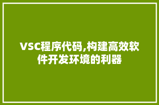 VSC程序代码,构建高效软件开发环境的利器 VSC程序代码,构建高效软件开发环境的利器 神马SEO
