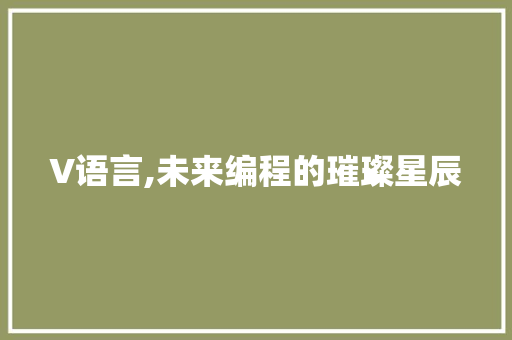 V语言,未来编程的璀璨星辰 V语言,未来编程的璀璨星辰 必应SEO