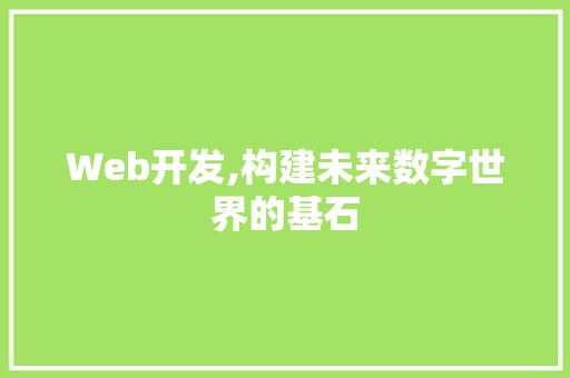 Web开发,构建未来数字世界的基石 Web开发,构建未来数字世界的基石 神马SEO