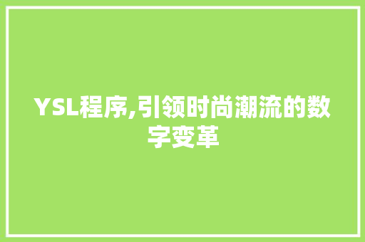 YSL程序,引领时尚潮流的数字变革