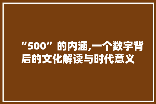 “500”的内涵,一个数字背后的文化解读与时代意义