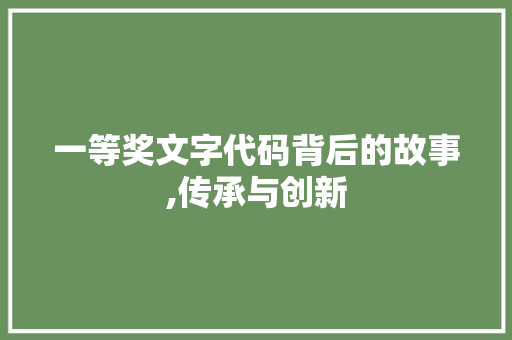 一等奖文字代码背后的故事,传承与创新 一等奖文字代码背后的故事,传承与创新 必应SEO