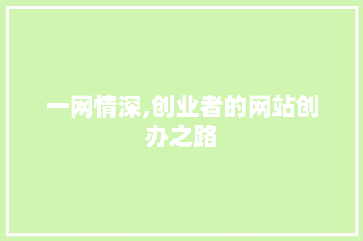 一网情深,创业者的网站创办之路