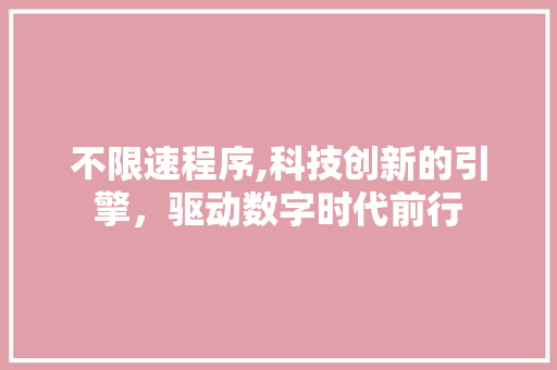 不限速程序,科技创新的引擎，驱动数字时代前行