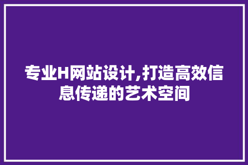 专业H网站设计,打造高效信息传递的艺术空间