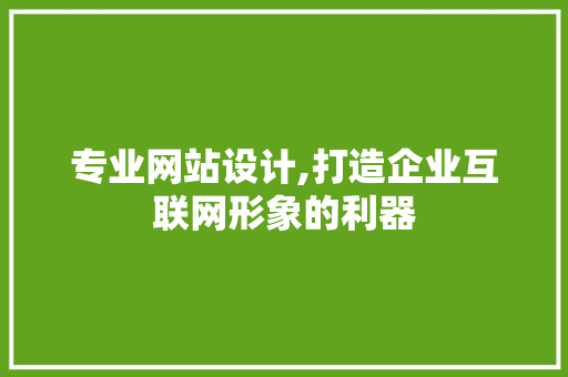 专业网站设计,打造企业互联网形象的利器