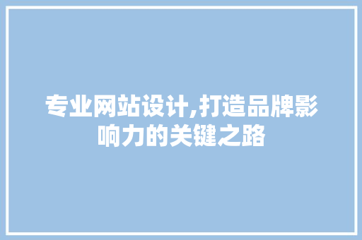 专业网站设计,打造品牌影响力的关键之路