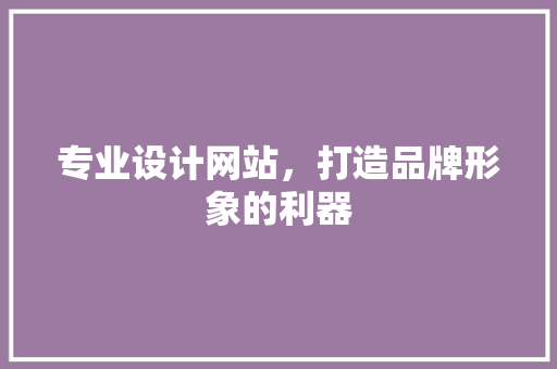 专业设计网站，打造品牌形象的利器