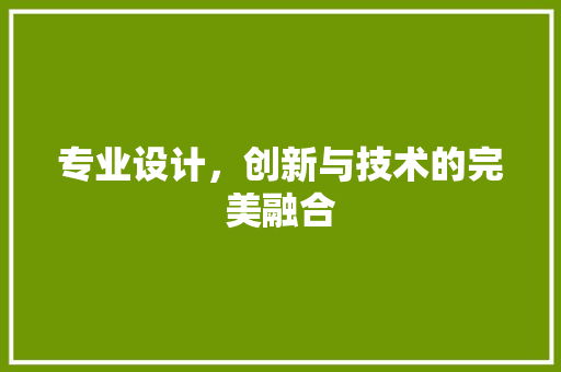 专业设计，创新与技术的完美融合