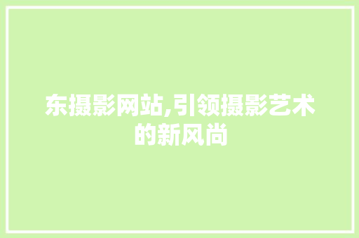 东摄影网站,引领摄影艺术的新风尚 东摄影网站,引领摄影艺术的新风尚 必应SEO