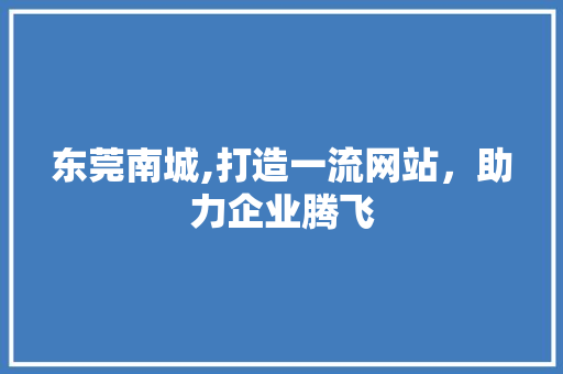 东莞南城,打造一流网站，助力企业腾飞