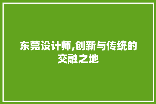 东莞设计师,创新与传统的交融之地 东莞设计师,创新与传统的交融之地 百度SEO