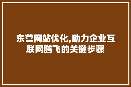 东营网站优化,助力企业互联网腾飞的关键步骤 东营网站优化,助力企业互联网腾飞的关键步骤 百度SEO