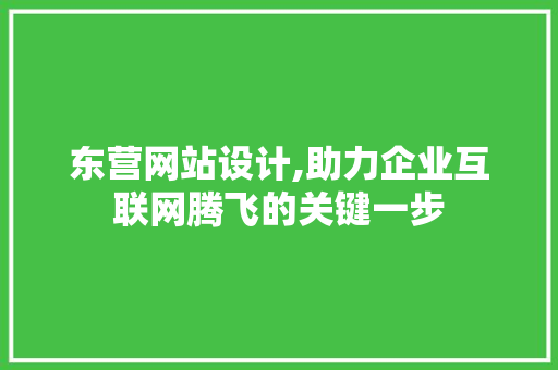 东营网站设计,助力企业互联网腾飞的关键一步