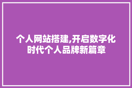 个人网站搭建,开启数字化时代个人品牌新篇章 个人网站搭建,开启数字化时代个人品牌新篇章 神马SEO