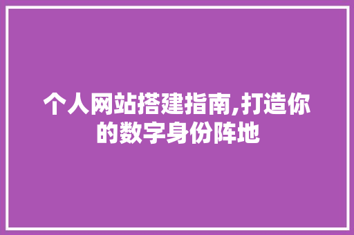 个人网站搭建指南,打造你的数字身份阵地 个人网站搭建指南,打造你的数字身份阵地 百度SEO