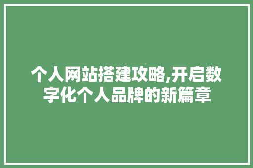 个人网站搭建攻略,开启数字化个人品牌的新篇章