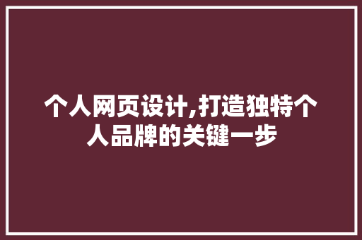 个人网页设计,打造独特个人品牌的关键一步