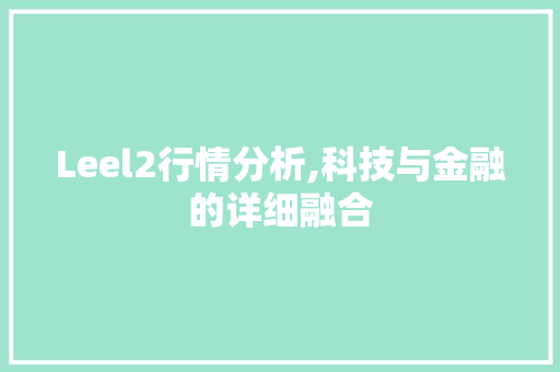 Leel2行情分析,科技与金融的详细融合
