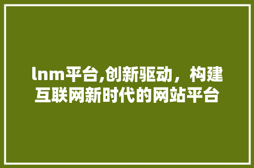 lnm平台,创新驱动，构建互联网新时代的网站平台