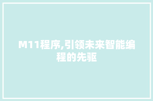 M11程序,引领未来智能编程的先驱