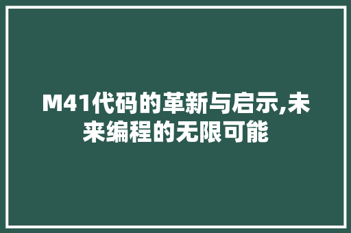 M41代码的革新与启示,未来编程的无限可能
