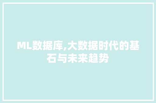 ML数据库,大数据时代的基石与未来趋势