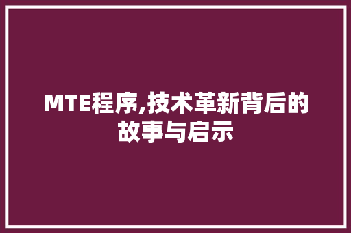 MTE程序,技术革新背后的故事与启示