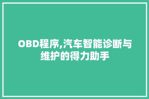 OBD程序,汽车智能诊断与维护的得力助手