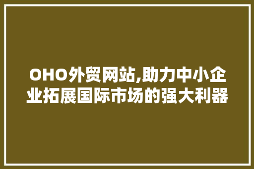 OHO外贸网站,助力中小企业拓展国际市场的强大利器 OHO外贸网站,助力中小企业拓展国际市场的强大利器 神马SEO