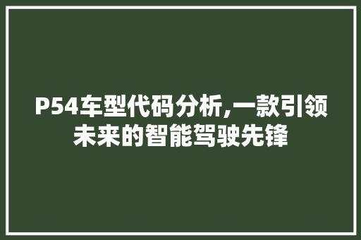 P54车型代码分析,一款引领未来的智能驾驶先锋 P54车型代码分析,一款引领未来的智能驾驶先锋 SEO关键词