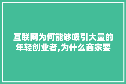 互联网为何能够吸引大量的年轻创业者,为什么商家要做互联网营销。