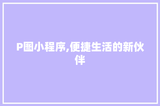 P图小程序,便捷生活的新伙伴