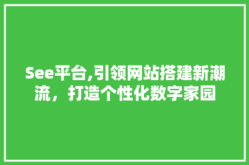 See平台,引领网站搭建新潮流，打造个性化数字家园