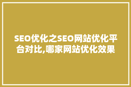 SEO优化之SEO网站优化平台对比,哪家网站优化效果更佳