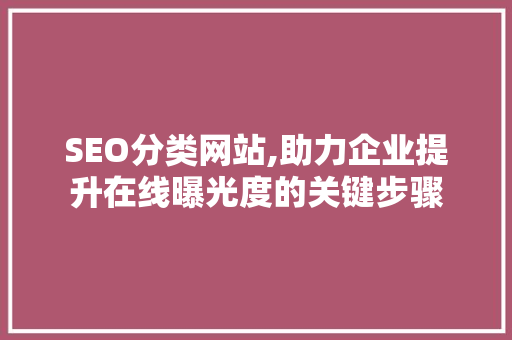SEO分类网站,助力企业提升在线曝光度的关键步骤