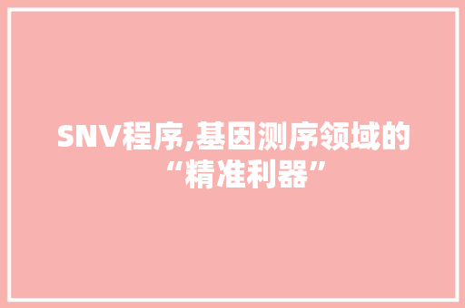 SNV程序,基因测序领域的“精准利器”
