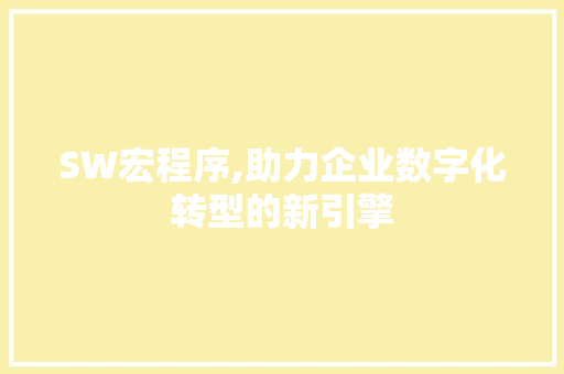 SW宏程序,助力企业数字化转型的新引擎