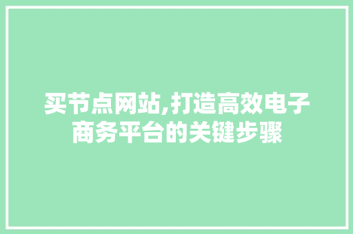 买节点网站,打造高效电子商务平台的关键步骤