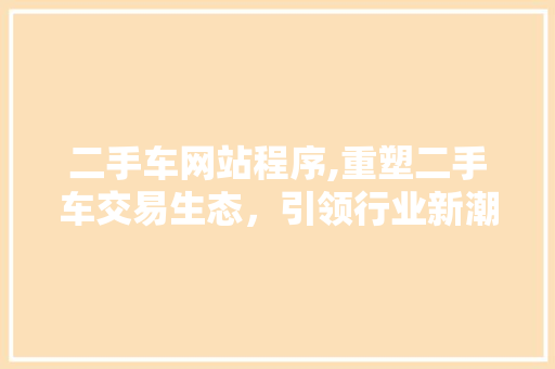 二手车网站程序,重塑二手车交易生态，引领行业新潮流
