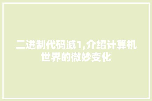 二进制代码减1,介绍计算机世界的微妙变化