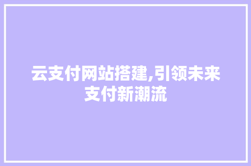 云支付网站搭建,引领未来支付新潮流