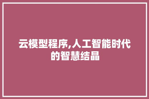 云模型程序,人工智能时代的智慧结晶