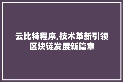云比特程序,技术革新引领区块链发展新篇章