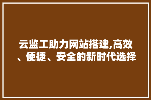 云监工助力网站搭建,高效、便捷、安全的新时代选择