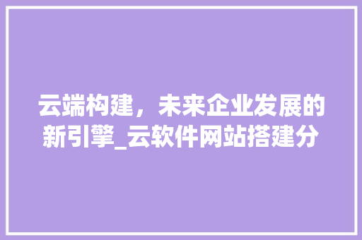 云端构建，未来企业发展的新引擎_云软件网站搭建分析
