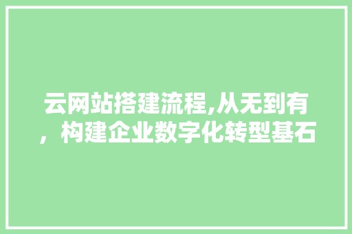 云网站搭建流程,从无到有，构建企业数字化转型基石